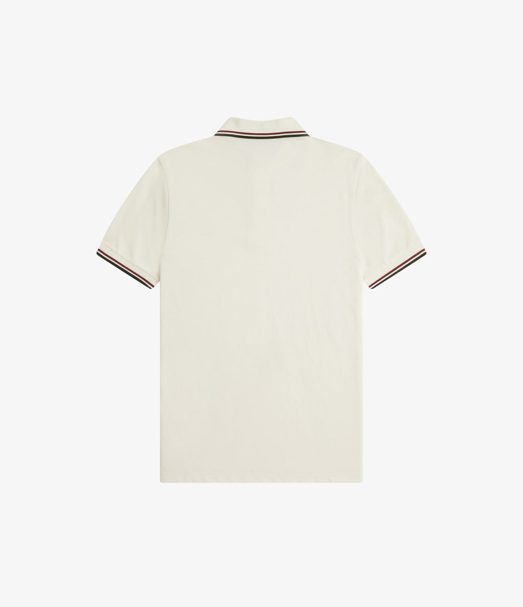 Fred Perry M3600 Twin Tipped Shirt Ecru Brandy Night Green