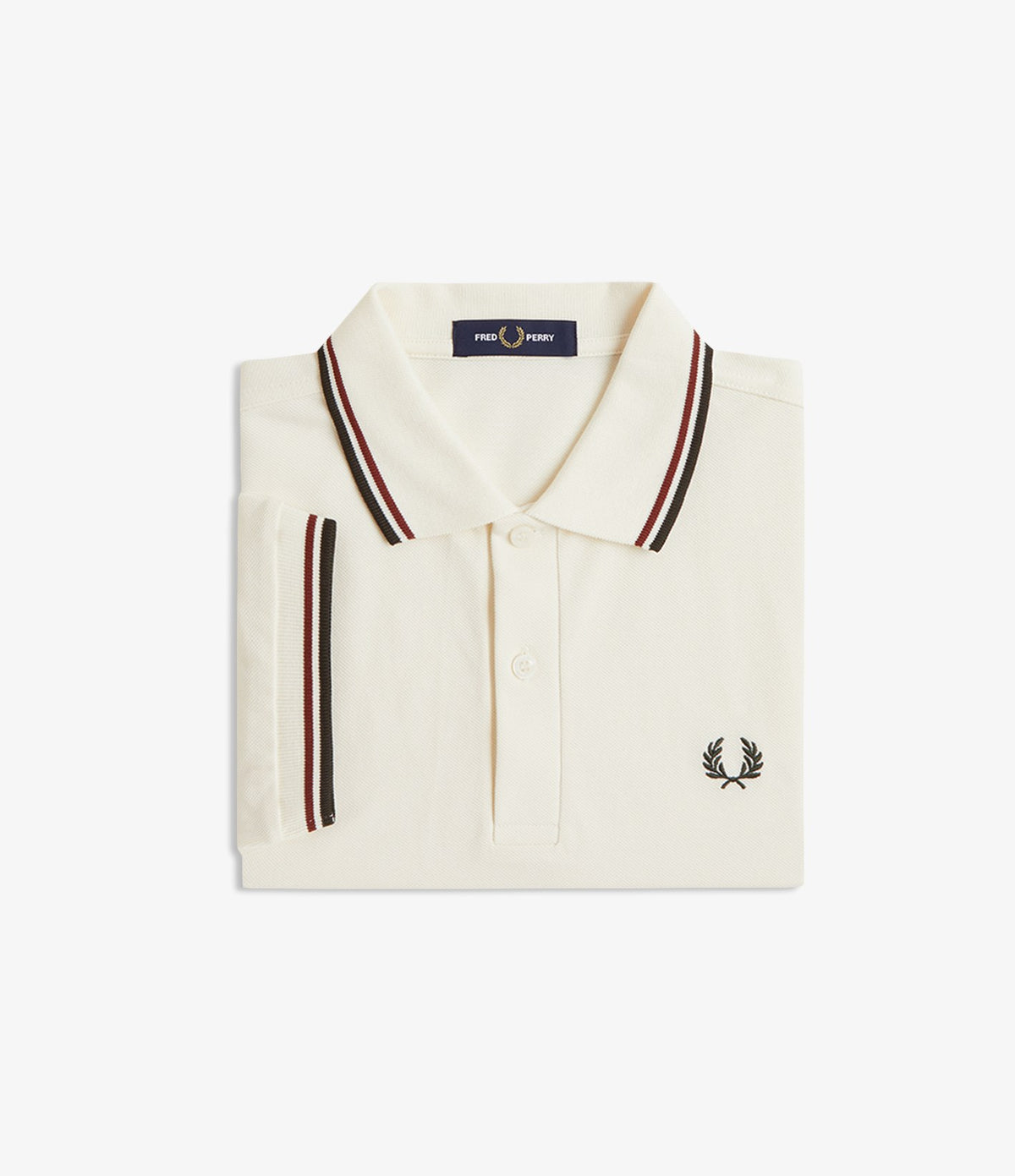 Fred Perry M3600 Twin Tipped Shirt Ecru Brandy Night Green