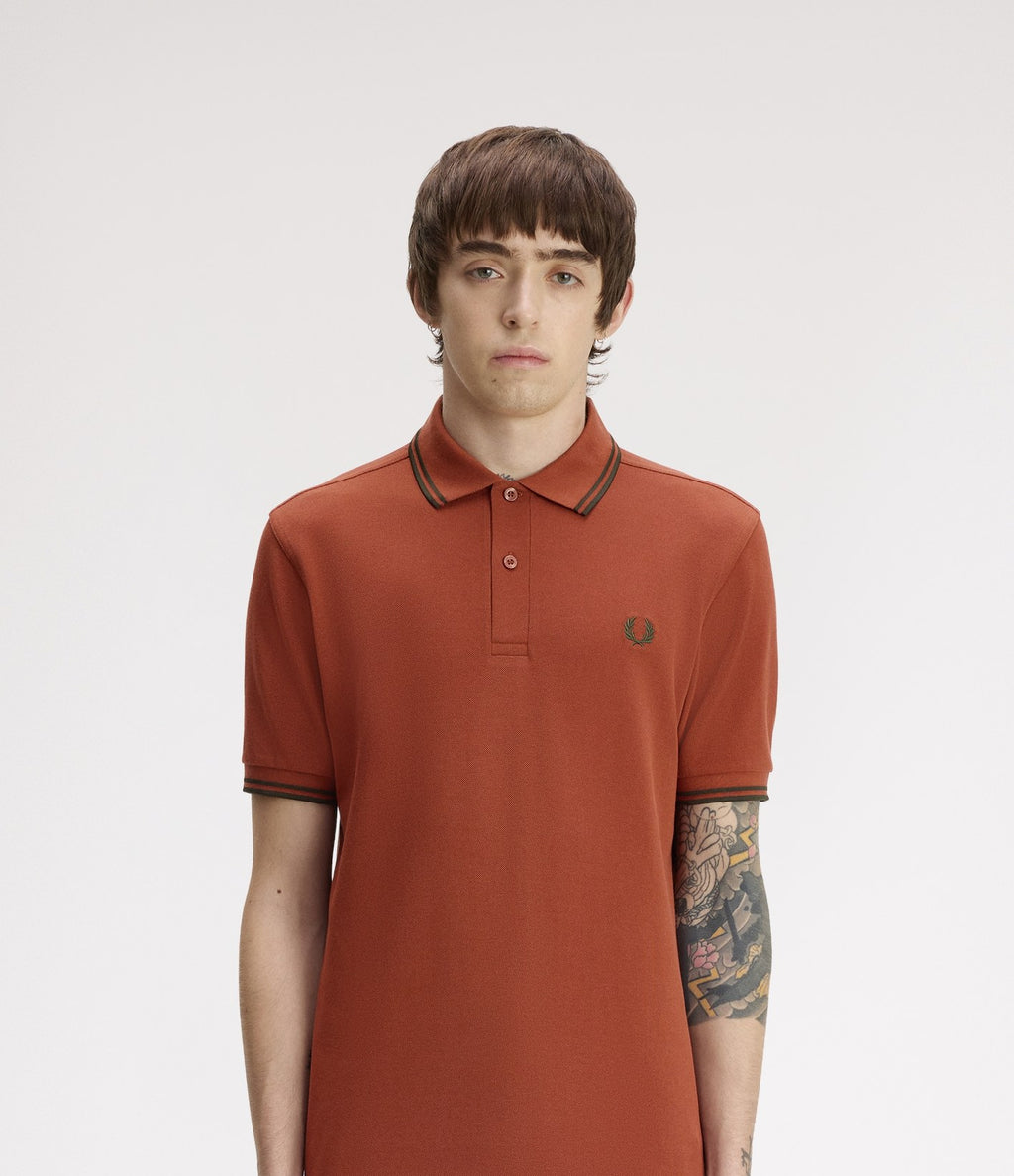 Fred Perry M3600 Twin Tipped Shirt Brandy Night Green
