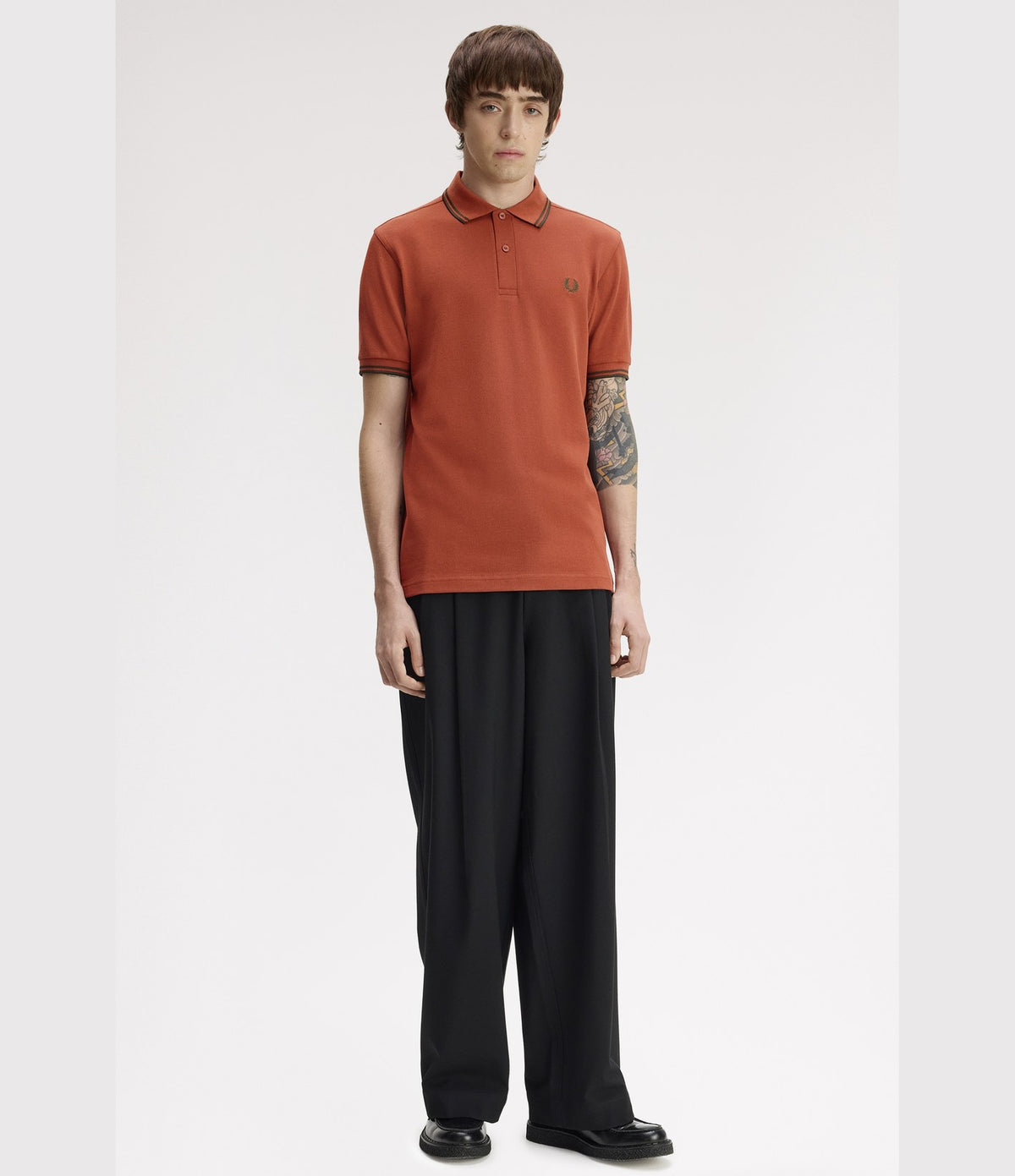 Fred Perry M3600 Twin Tipped Shirt Brandy Night Green