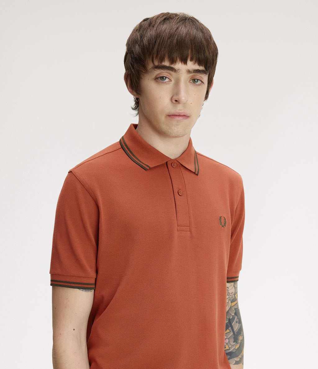 Fred Perry M3600 Twin Tipped Shirt Brandy Night Green
