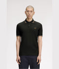 Fred Perry M3600 Twin Tipped Shirt Night Green Dusky Blue Dark Caramel