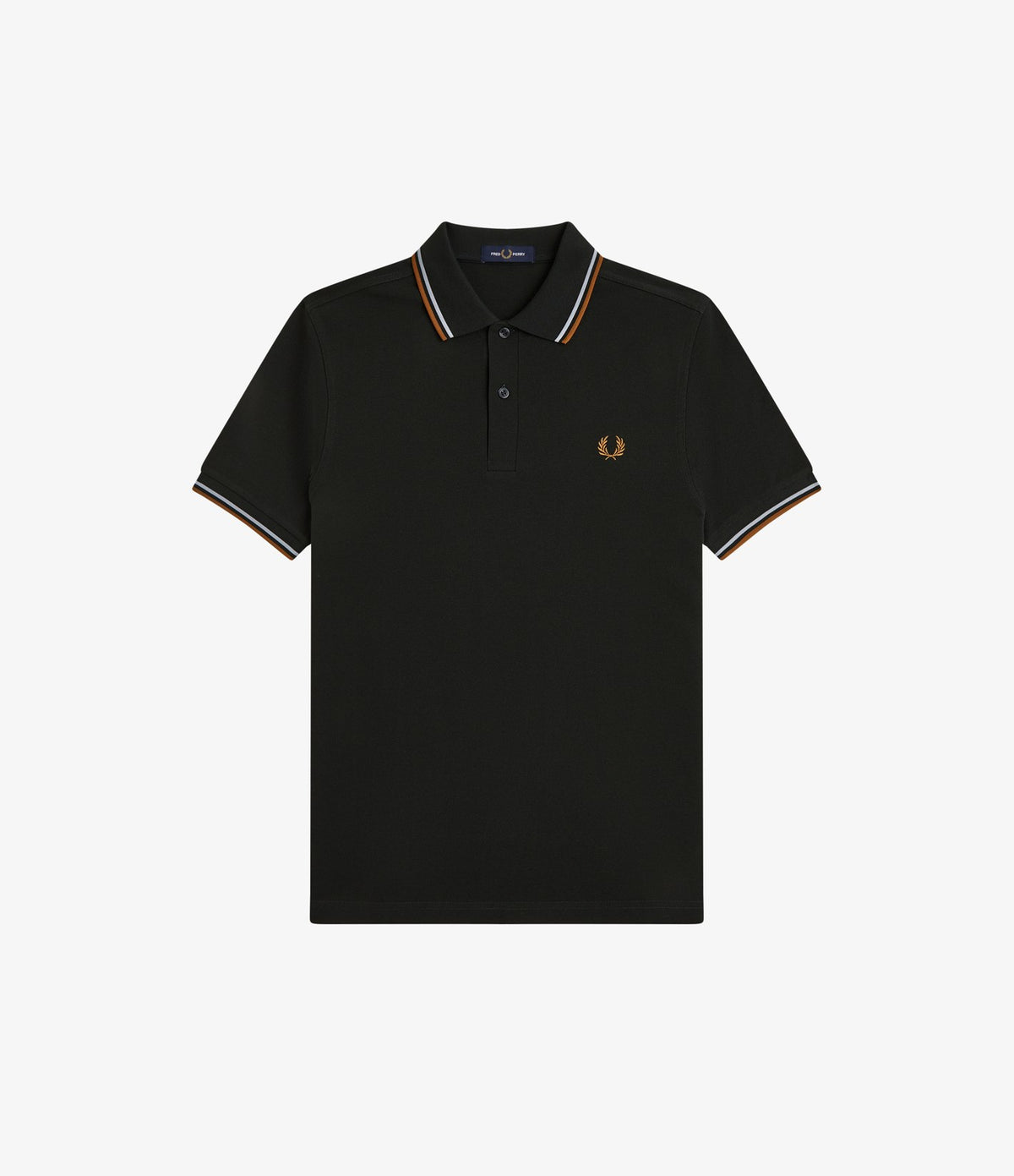 Fred Perry M3600 Twin Tipped Shirt Night Green Dusky Blue Dark Caramel