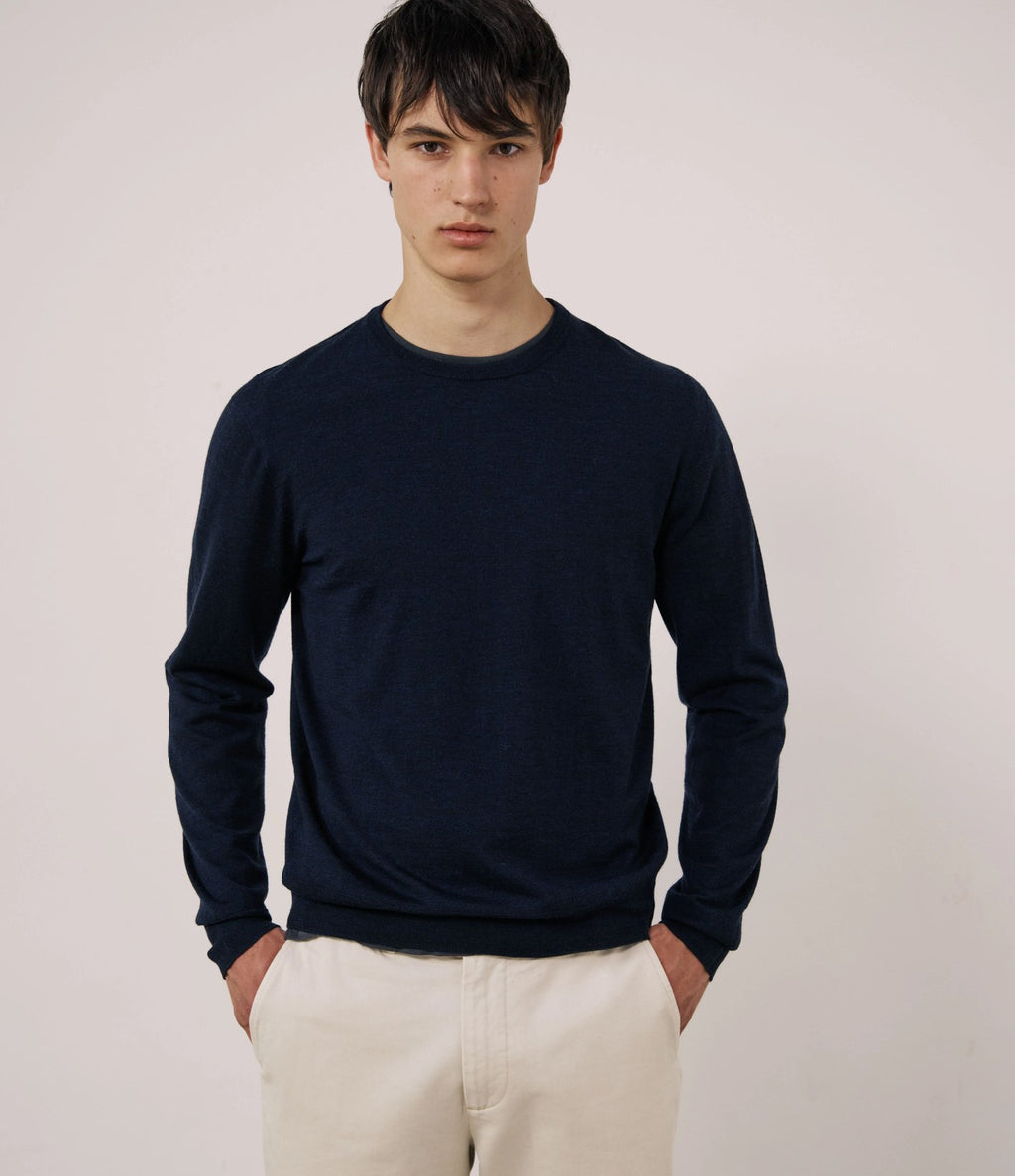 Hartford Merino Crew Navy