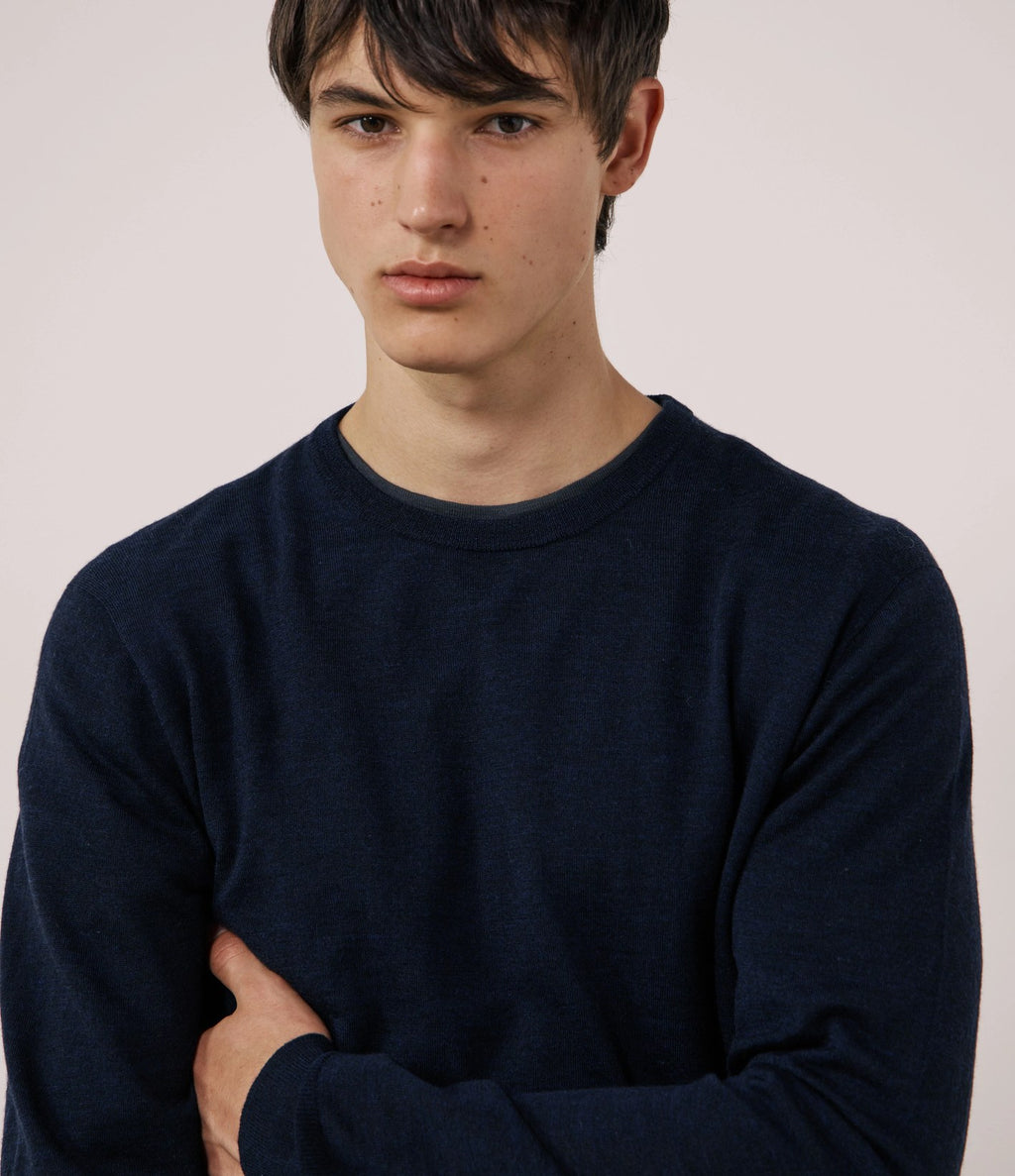 Hartford Merino Crew Navy