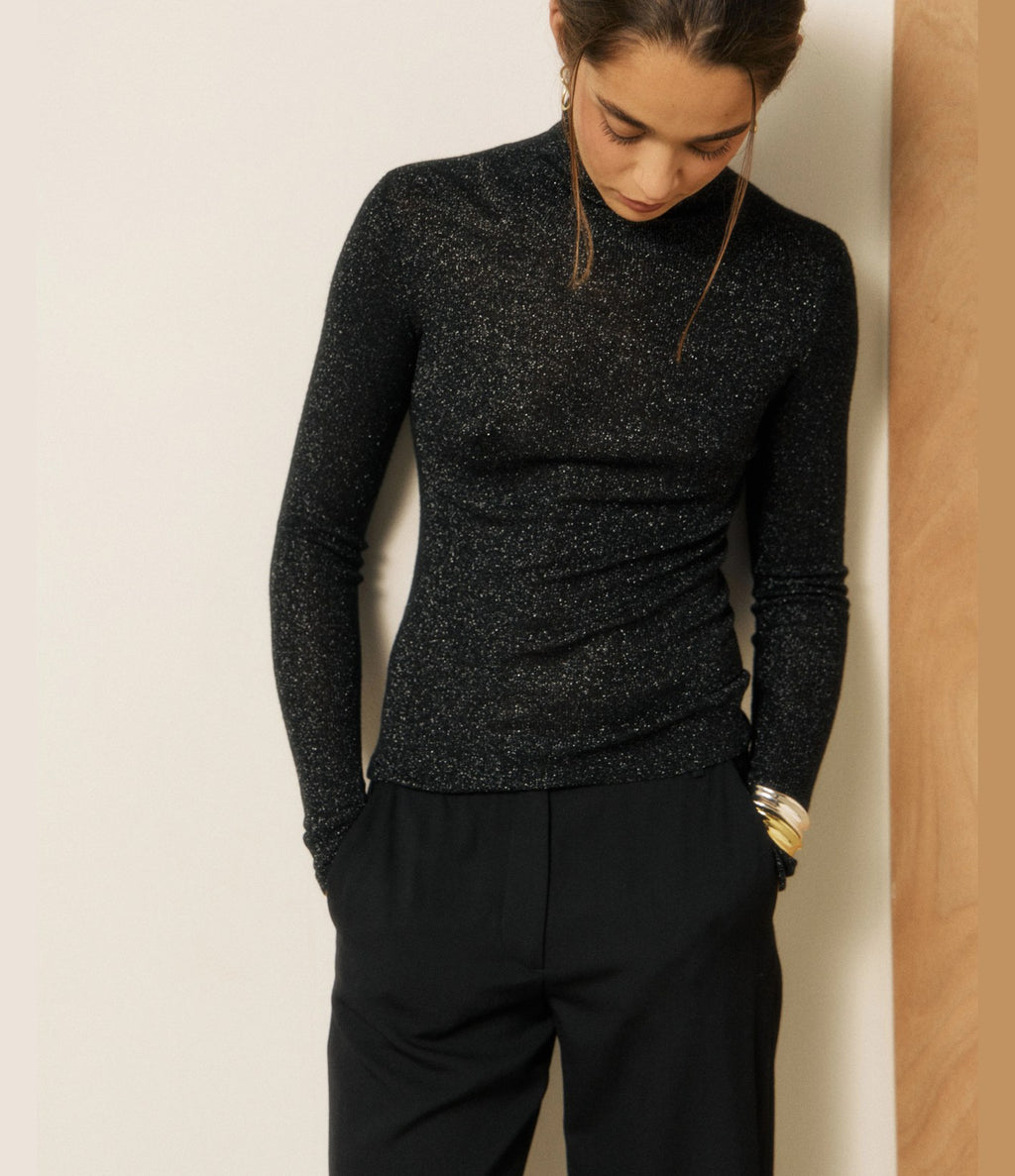 Hartford Myliade Jersey Cuello Alto Lúrex Negro
