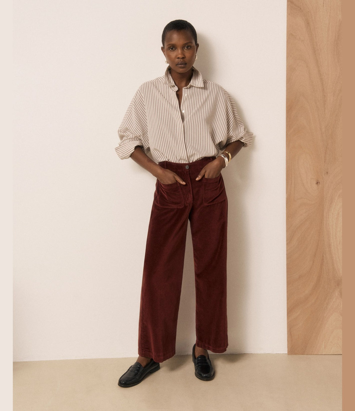 Hartford Poli Velvet Trousers Burgundy