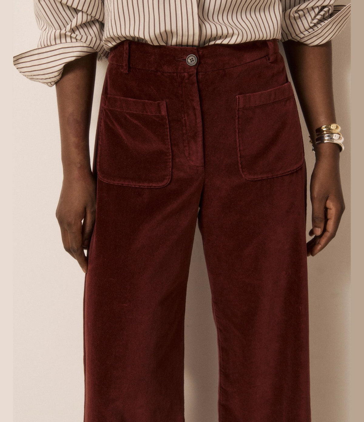 Hartford Poli Velvet Trousers Burgundy