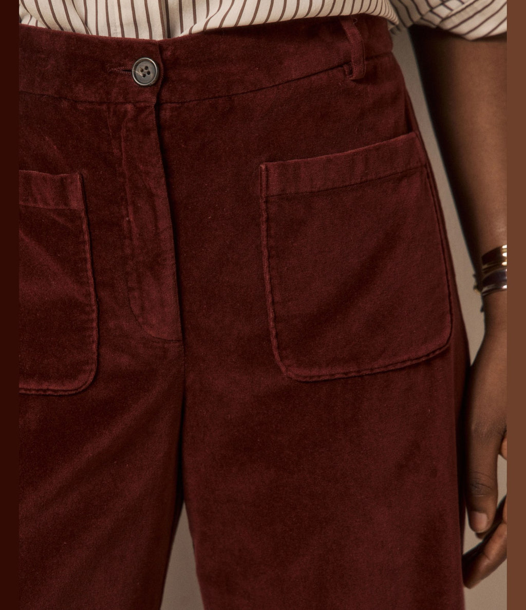 Hartford Poli Velvet Trousers Burgundy