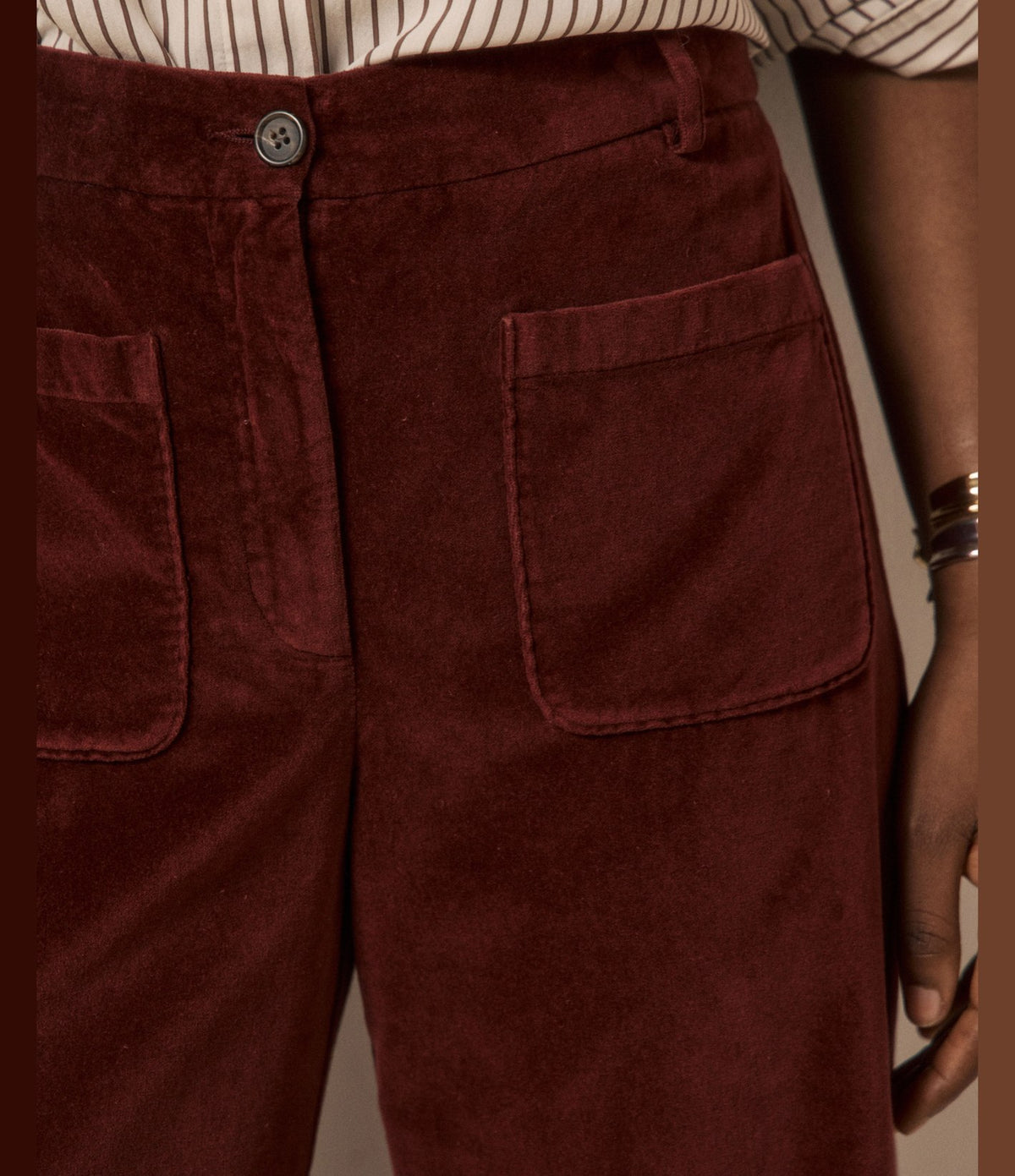 Hartford Poli Velvet Trousers Burgundy