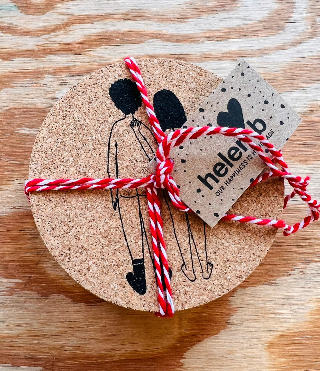 Helen B Coaster Cork Naked Couple Back Set 6