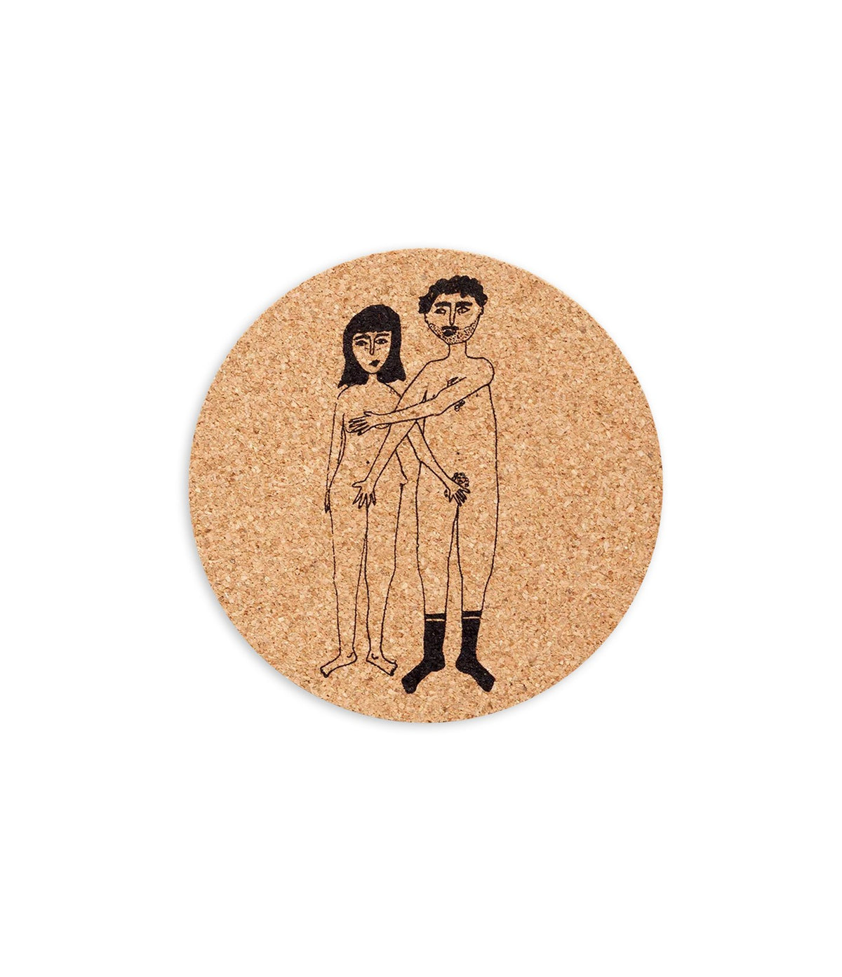 Helen B Coaster Cork Naked Couple Set 6