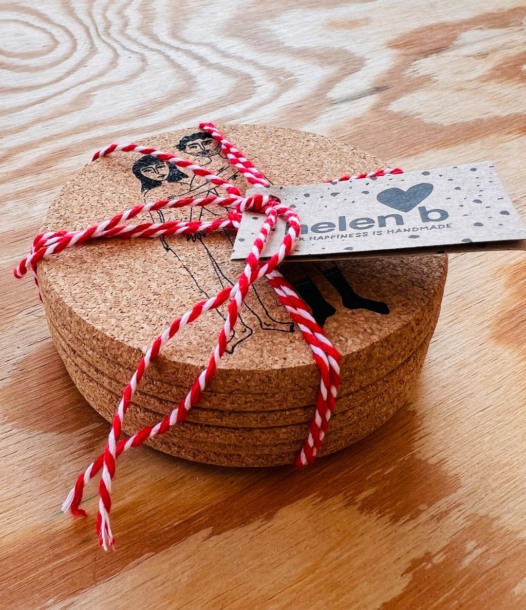 Helen B Coaster Cork Naked Couple Set 6