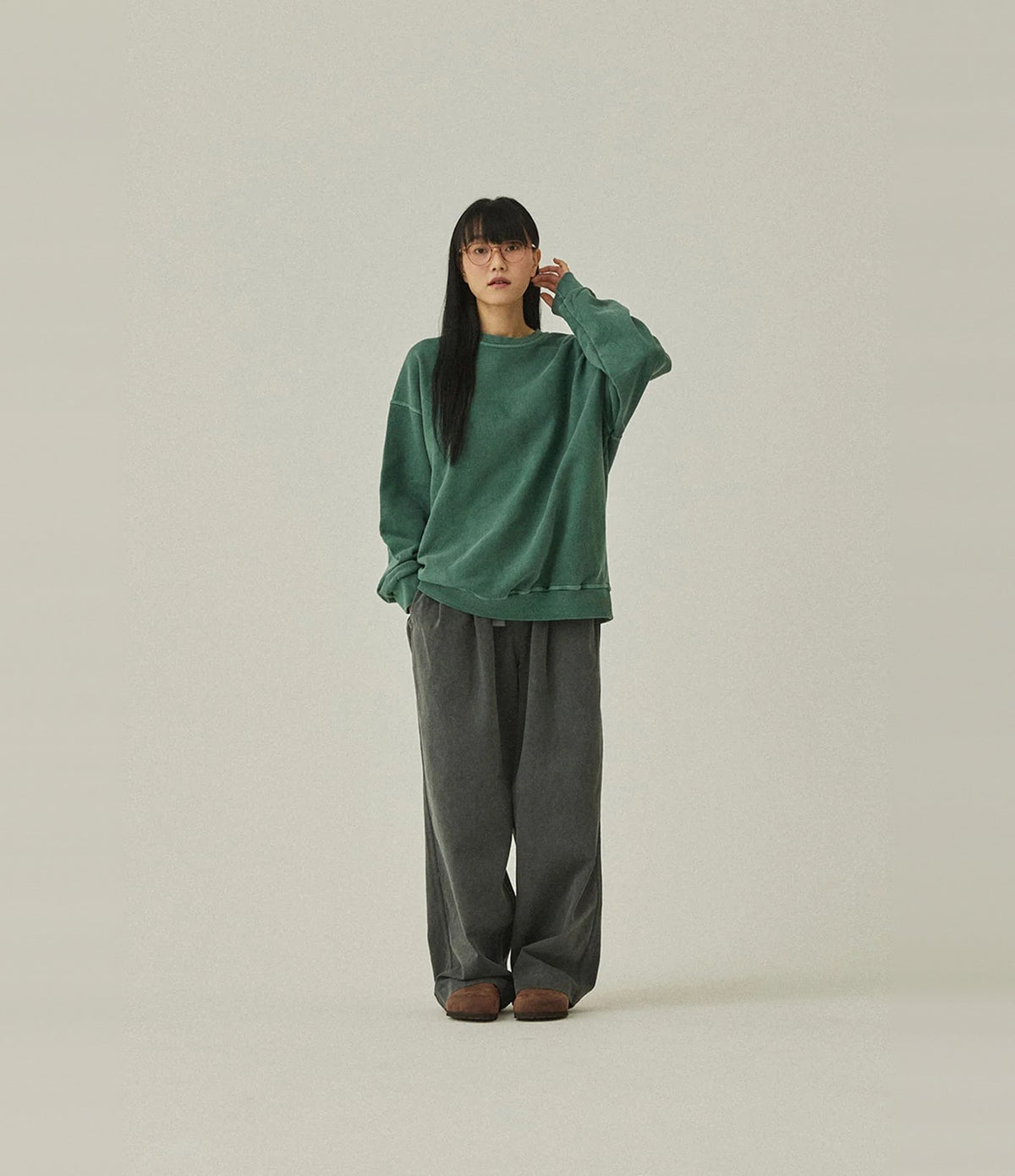 Kappy Pigment Sweat Shirt Verde Oscuro