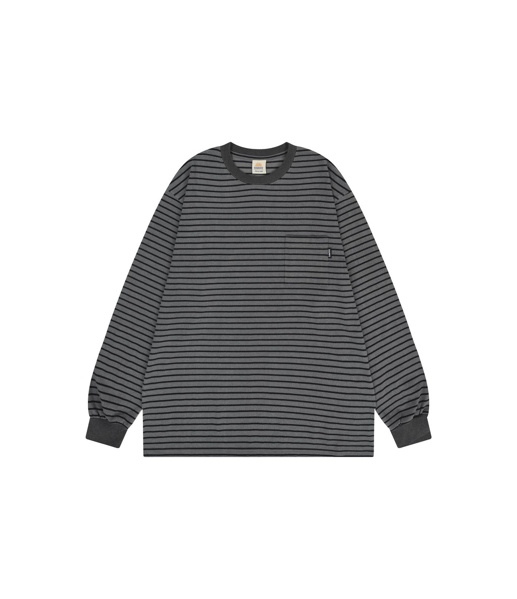 Kappy Pigment Stripe Long Sleeve Dark Grey