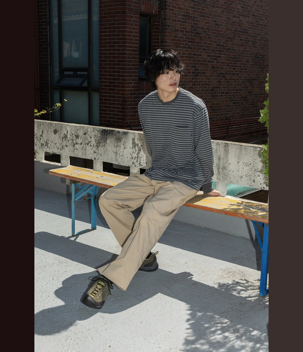 Kappy Pigment Stripe Long Sleeve Dark Grey