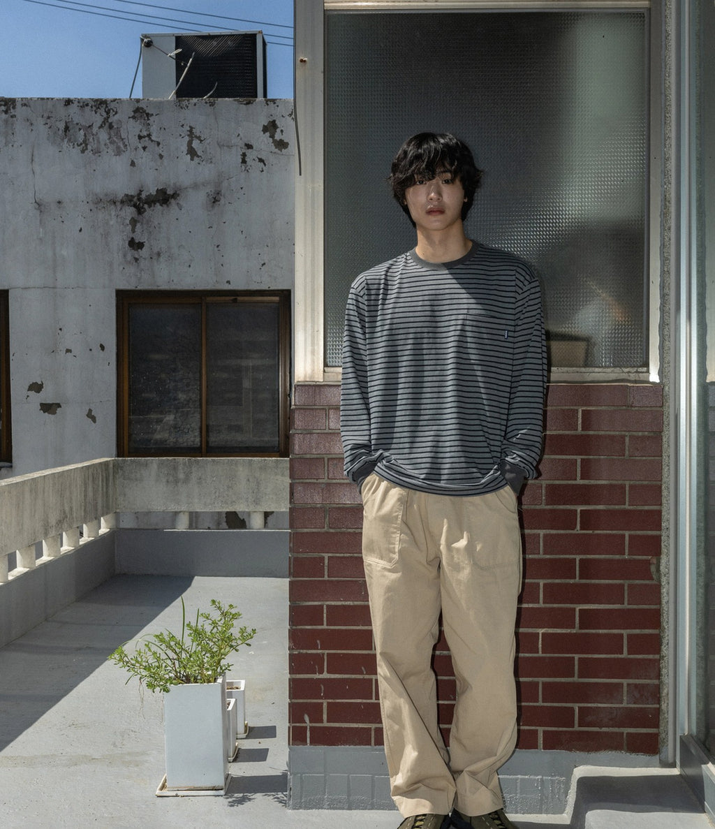 Kappy Pigment Stripe Long Sleeve Dark Grey