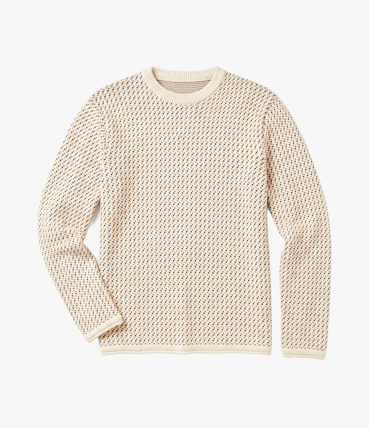 Knowledge Jacquard Crew Neck Sweater Creme