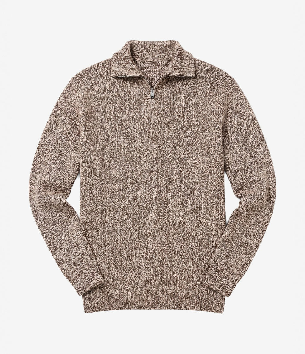 Knowledge Quarter Zip Sweater Brown Multi