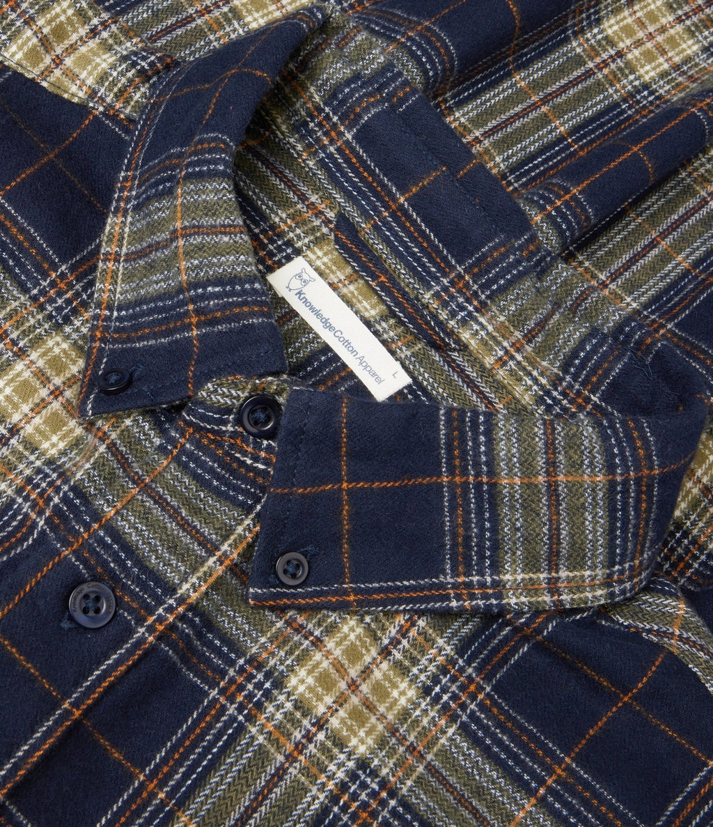Knowledge Dune Flannel Shirt Blue Check