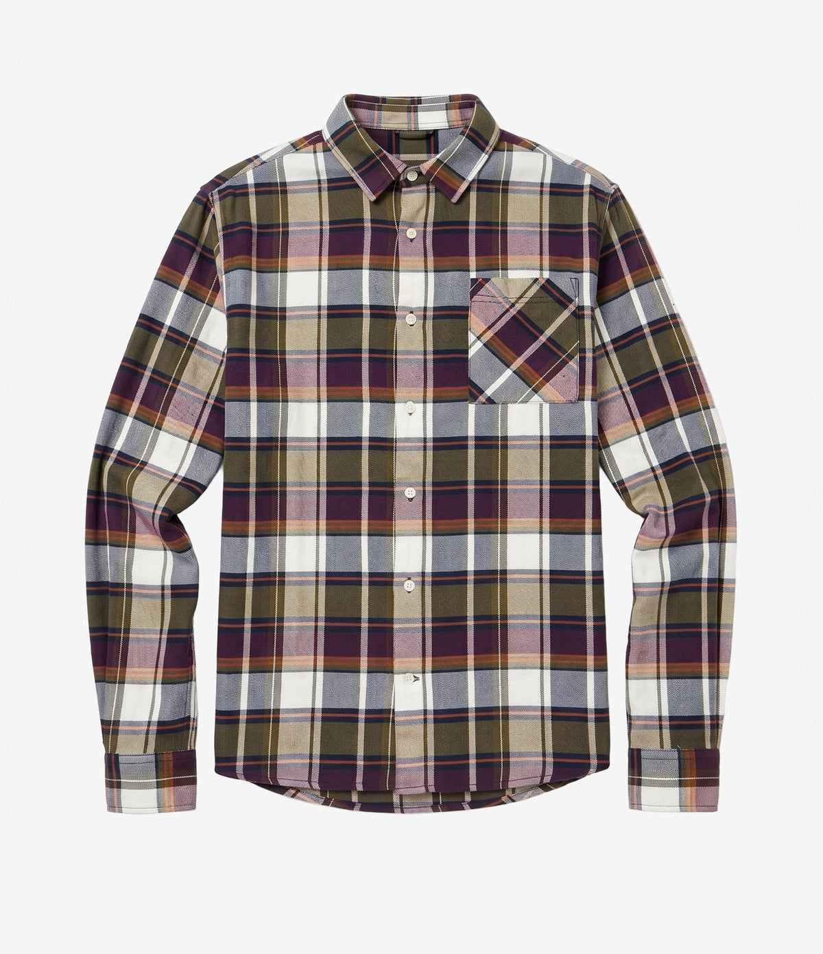 Knowledge Light Flannel Shirt Burgundy Olive