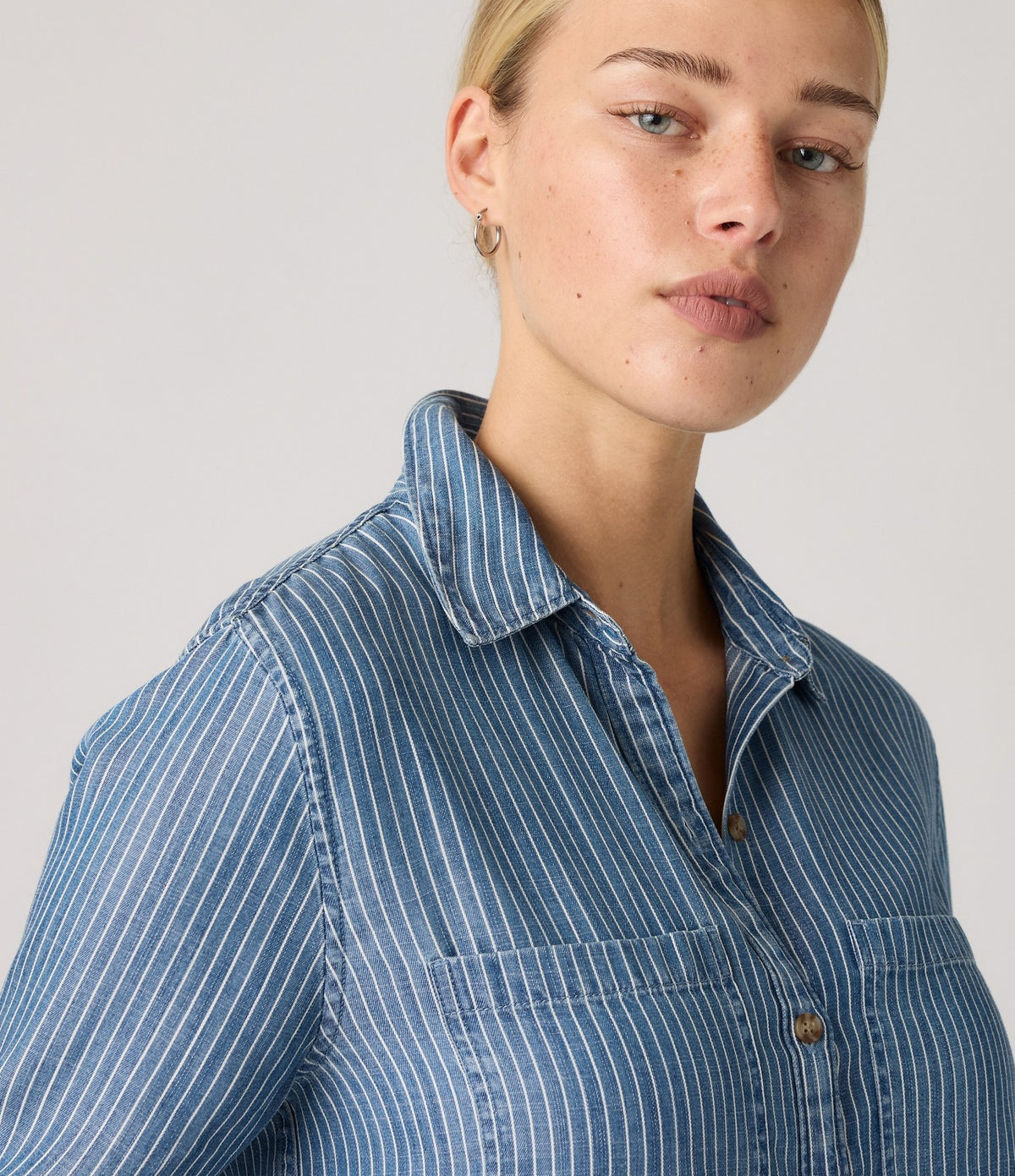 Levi's Aspen Utility LS Shirt Rayas Azul - vista 4