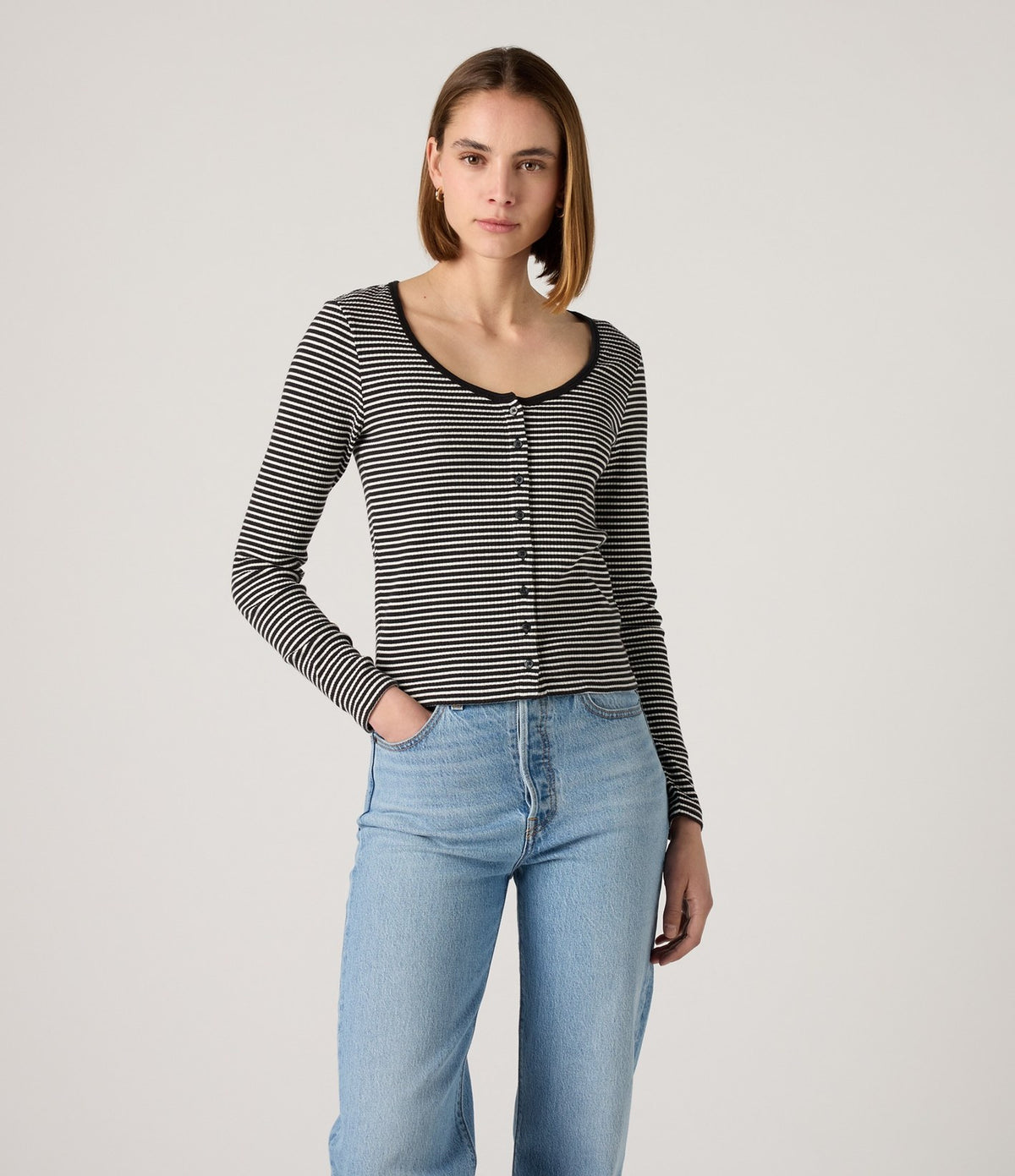 Levi's Austen Button Through LS Rayas Negro y Blanco - vista 1