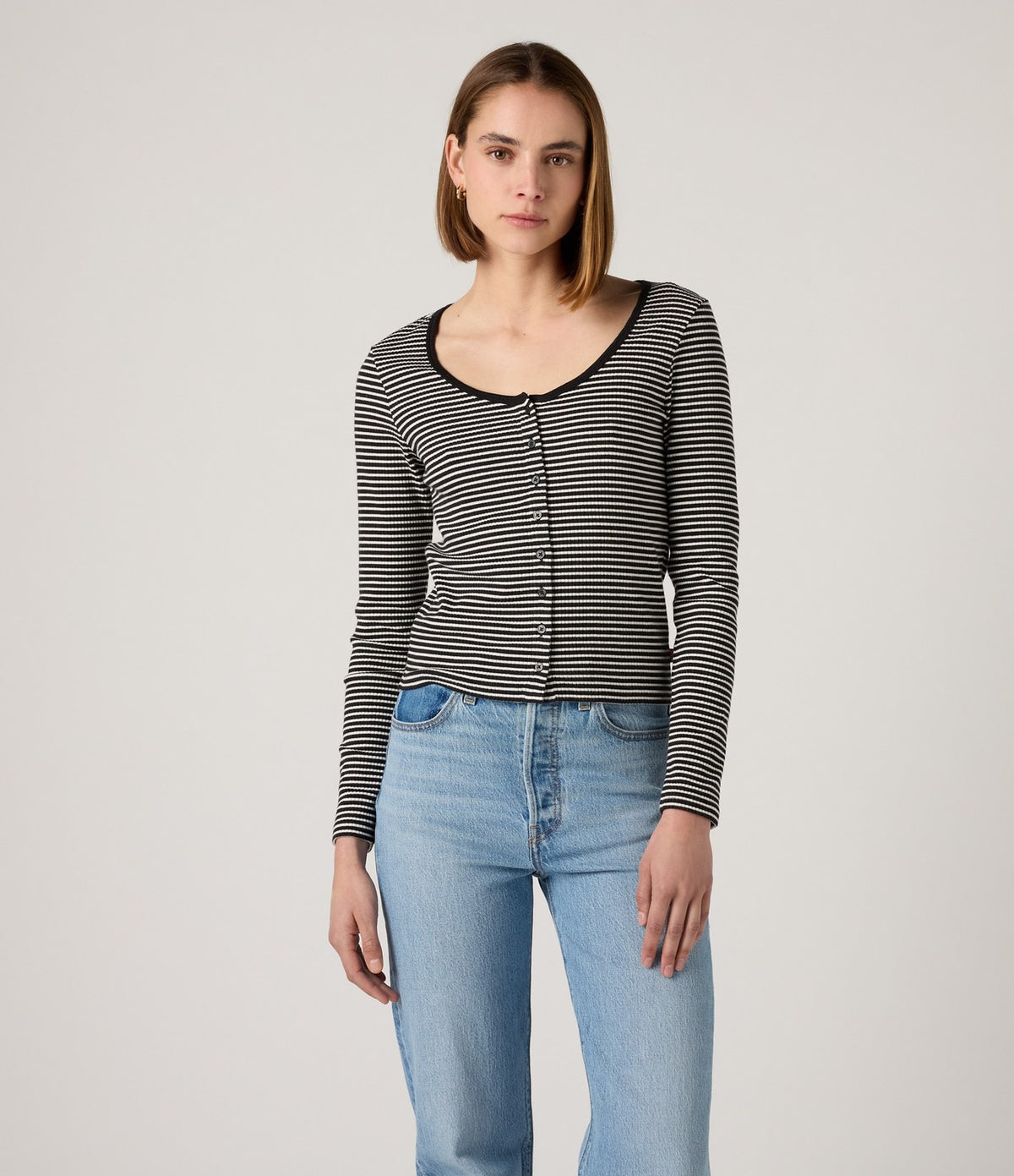 Levi's Austen Button Through LS Rayas Negro y Blanco - vista 2