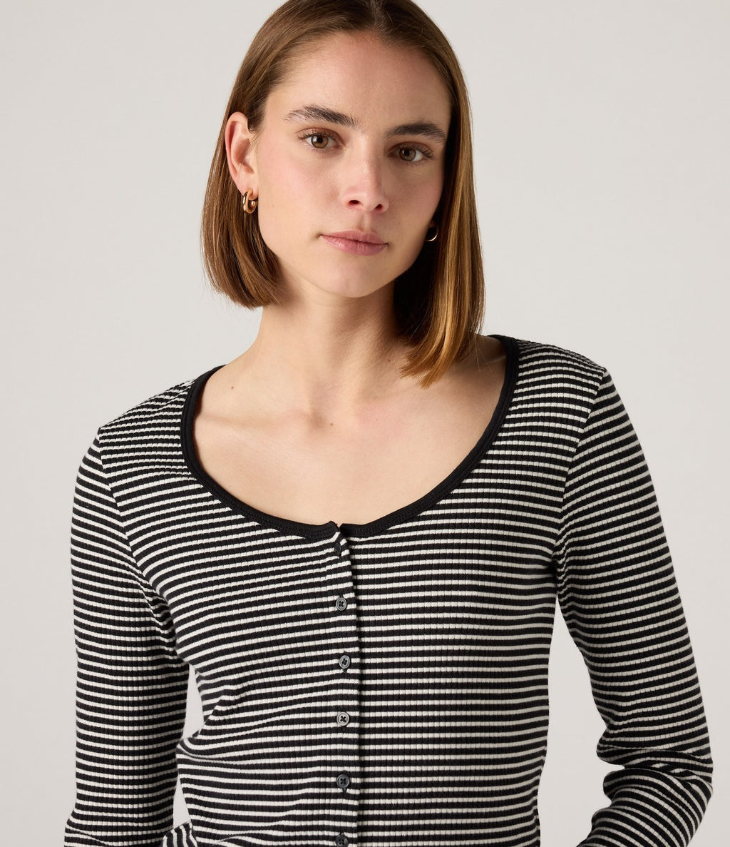 Levi's Austen Button Through LS Rayas Negro y Blanco - vista 4