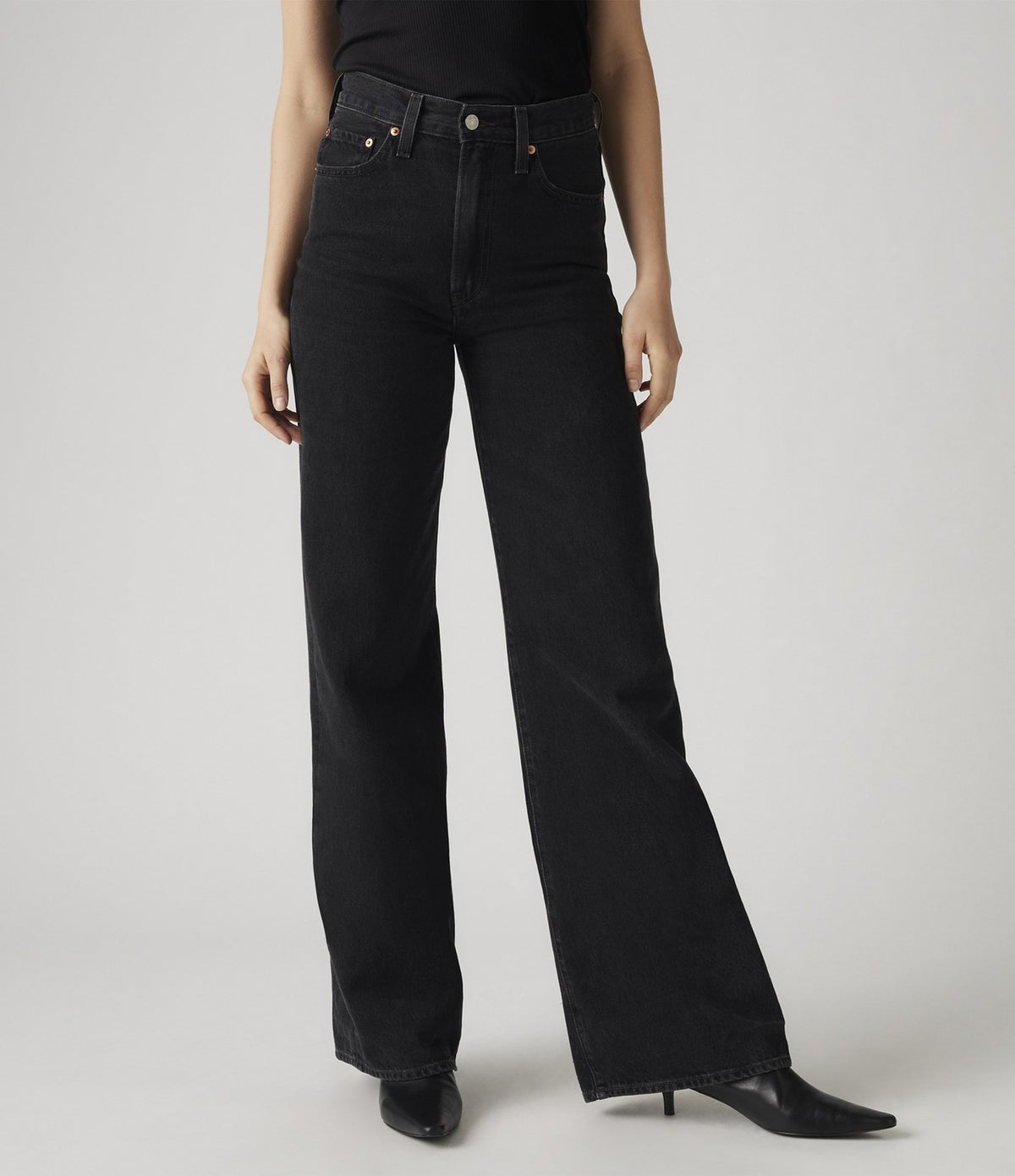 Levi's Ribcage Wide Leg Negro Lavado - vista 7