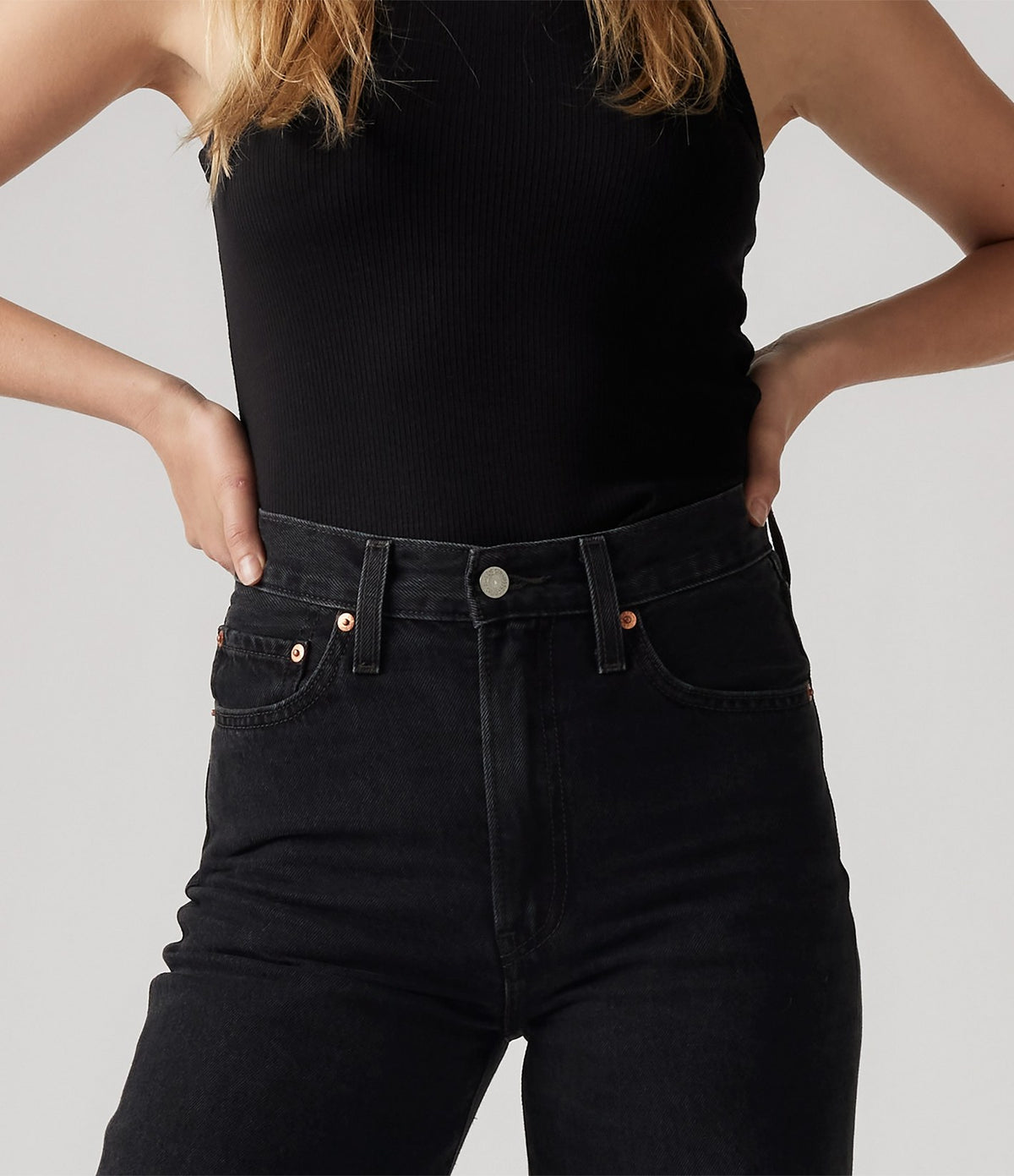 Levi's Ribcage Wide Leg Negro Lavado - vista 8