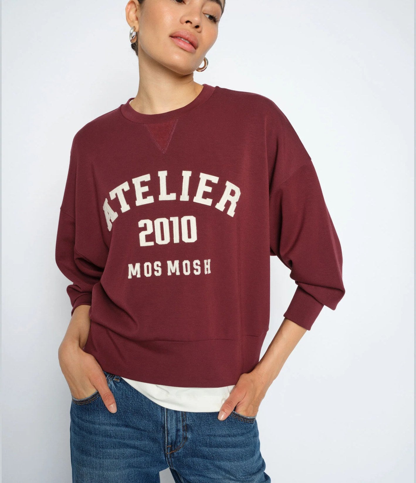 Mos Mosh Nima O-LS Sweatshirt Burdeos