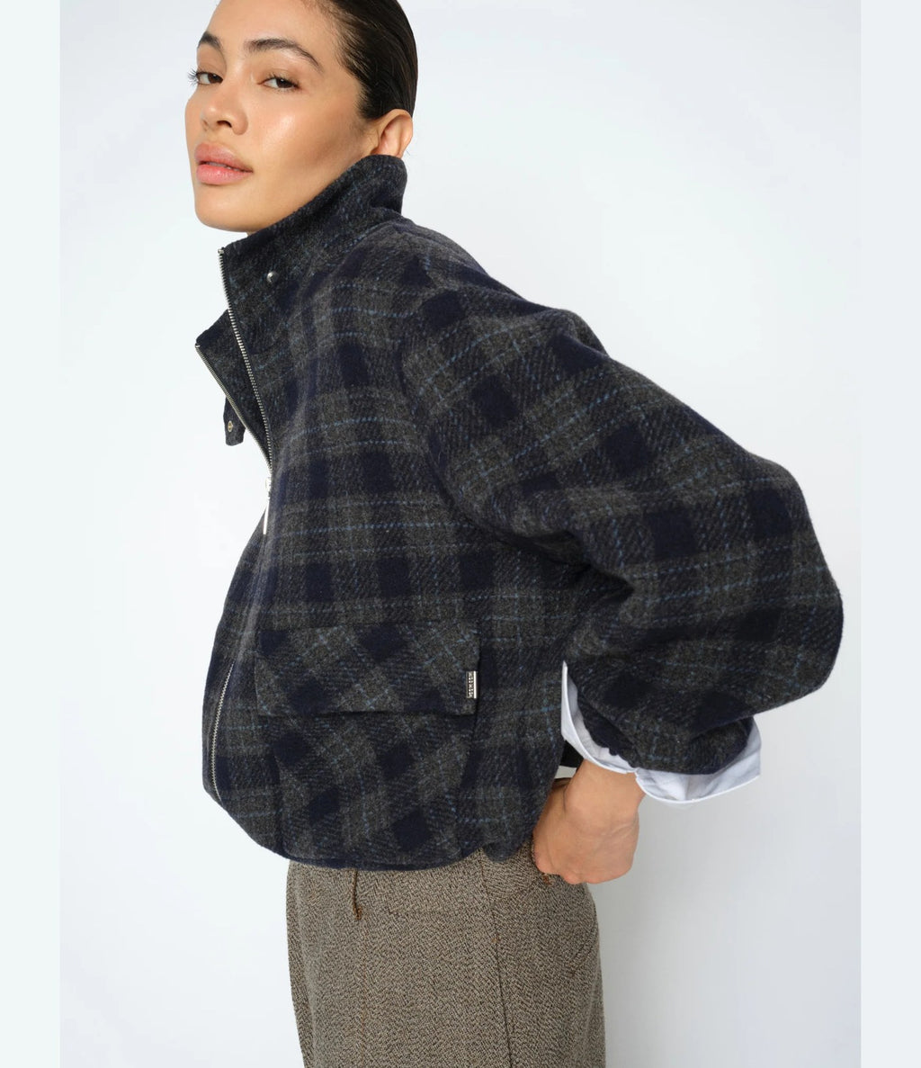 Mos Mosh Camille Check Jacket Azul Marino