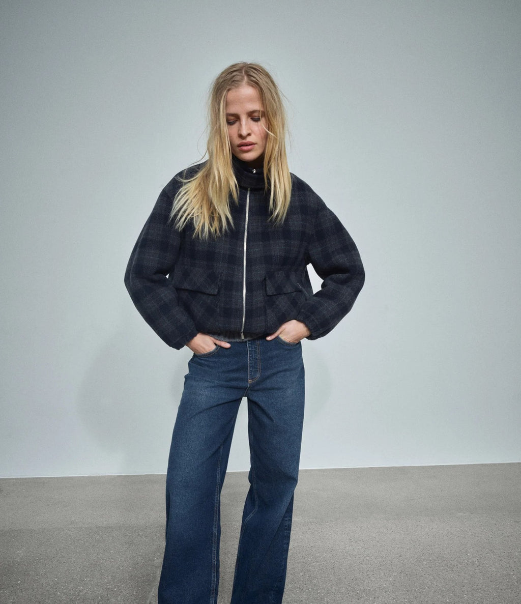Mos Mosh Camille Check Jacket Azul Marino