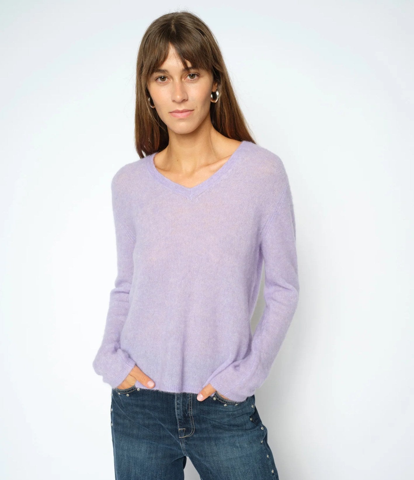 Mos Mosh Mape Sophia V-Neck Knit Lila
