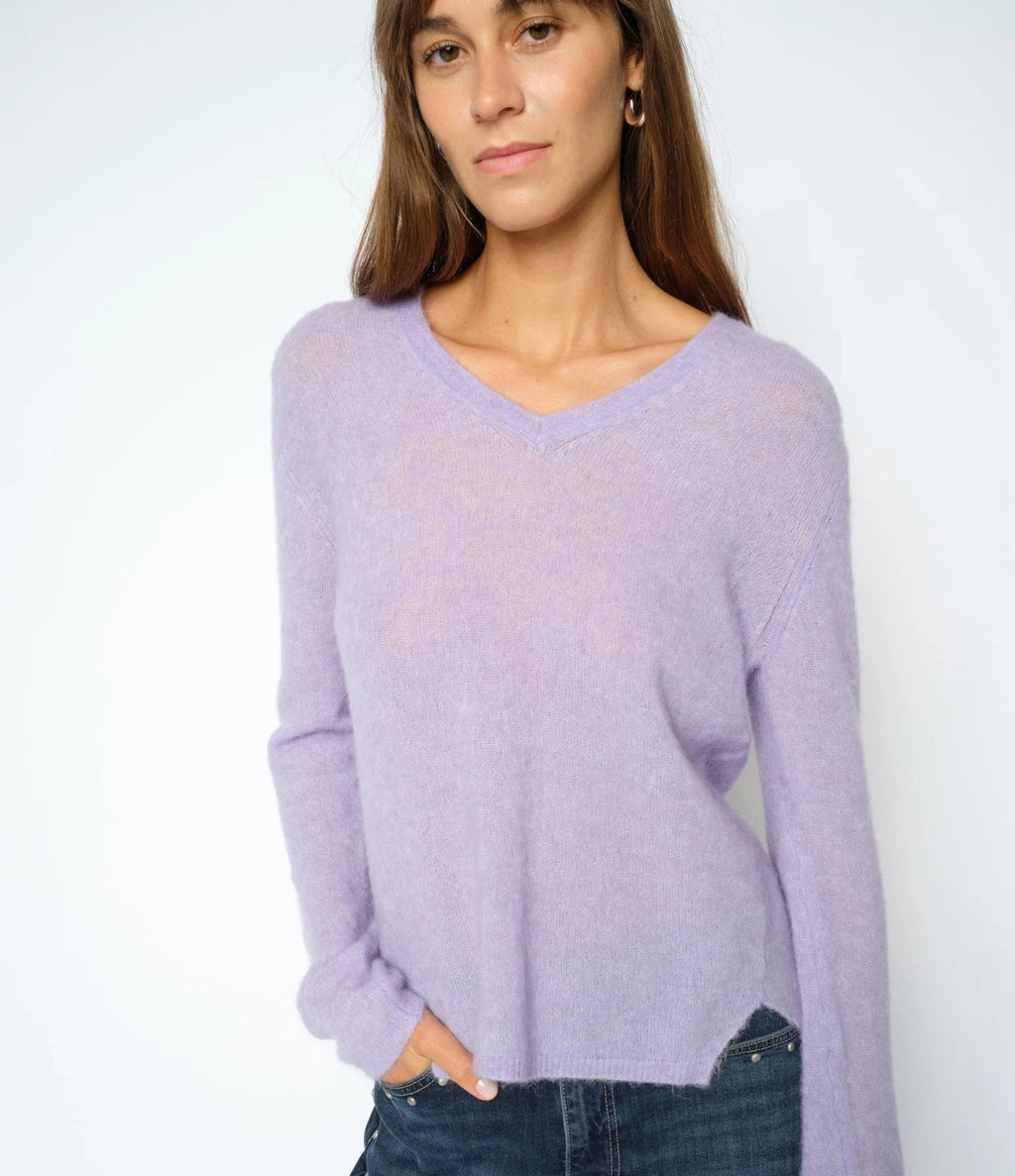 Mos Mosh Mape Sophia V-Neck Knit Lila