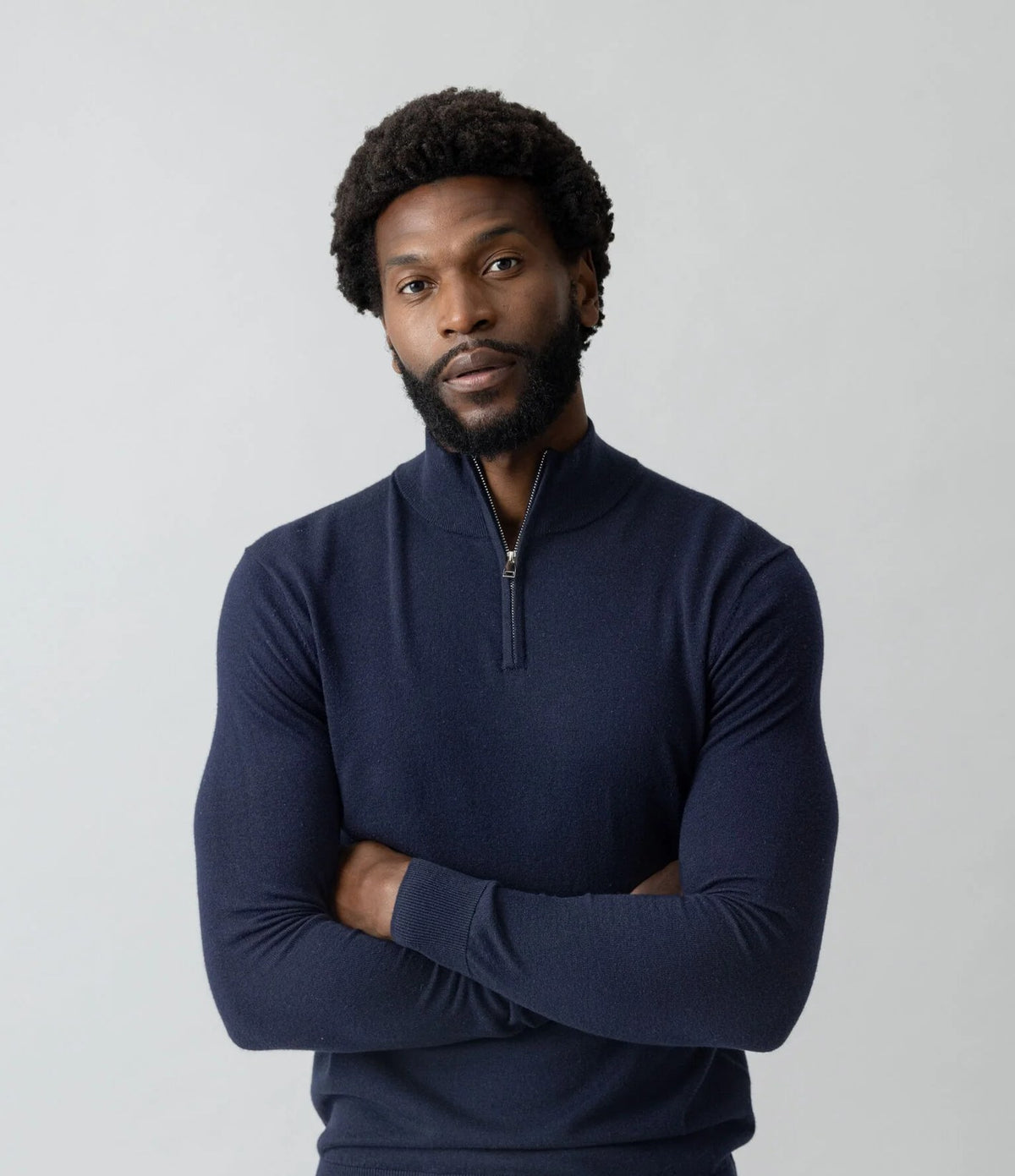 Mos Mosh Adam Soft Zip Turtle Neck Knit Navy
