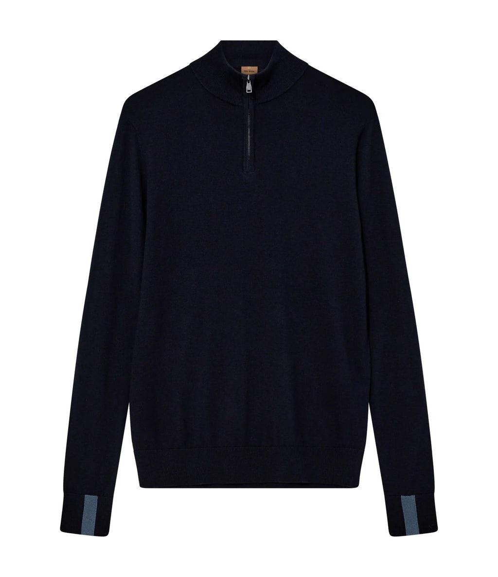Mos Mosh Adam Soft Zip Turtle Neck Knit Navy