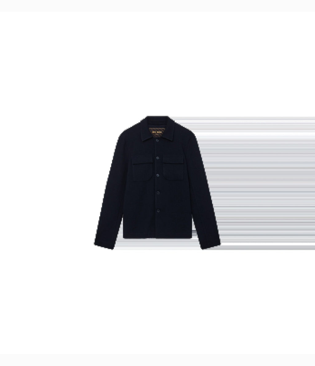 Mos Mosh Austin Knit Overshirt Navy