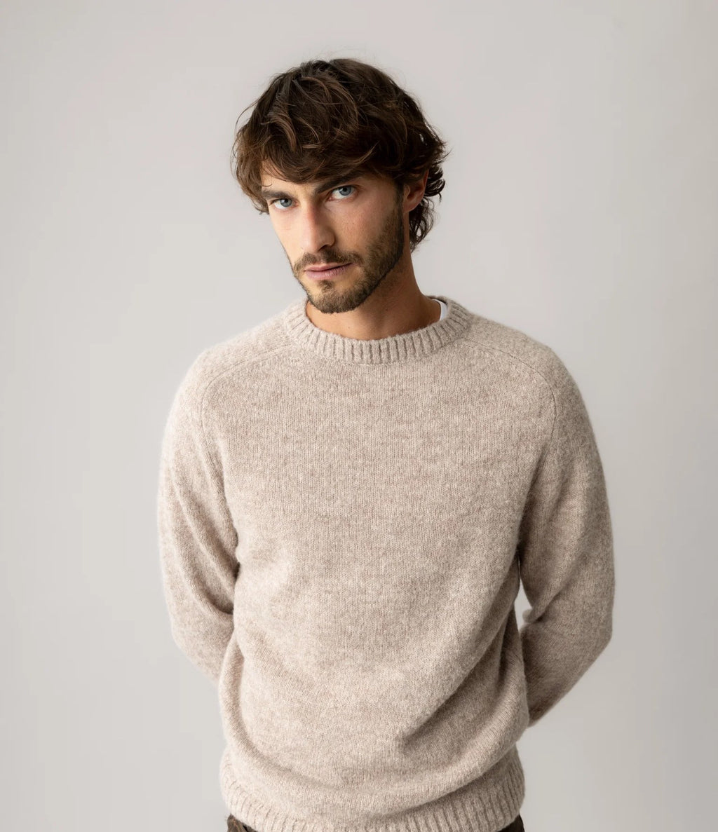 Mos Mosh Carlos Crew Neck Knit Light Grey Melange