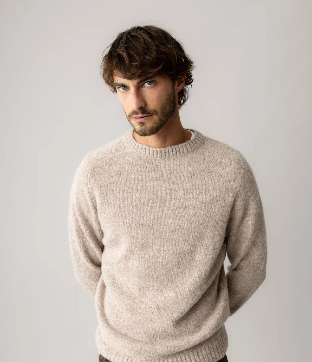 Mos Mosh Carlos Crew Neck Knit Light Grey Melange
