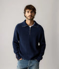 Mos Mosh Porter Soft Quarter-Zip Knit Navy