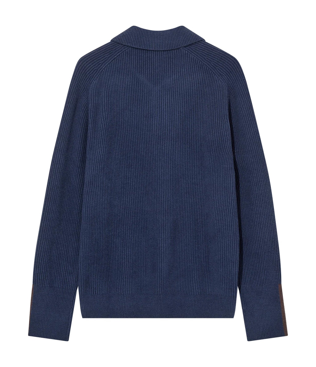 Mos Mosh Porter Soft Quarter-Zip Knit Navy