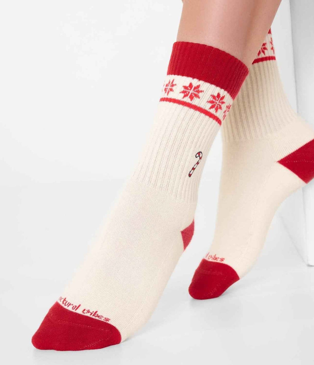 Natural Vibes Candy Cane Xmas Socks
