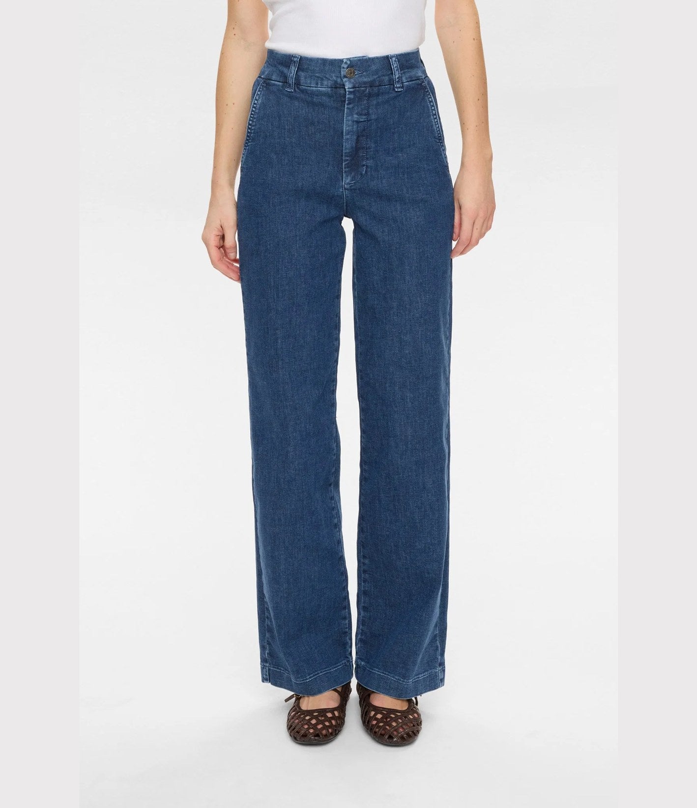 Numph Nuamber HR Wide Jeans Medium Blue Denim