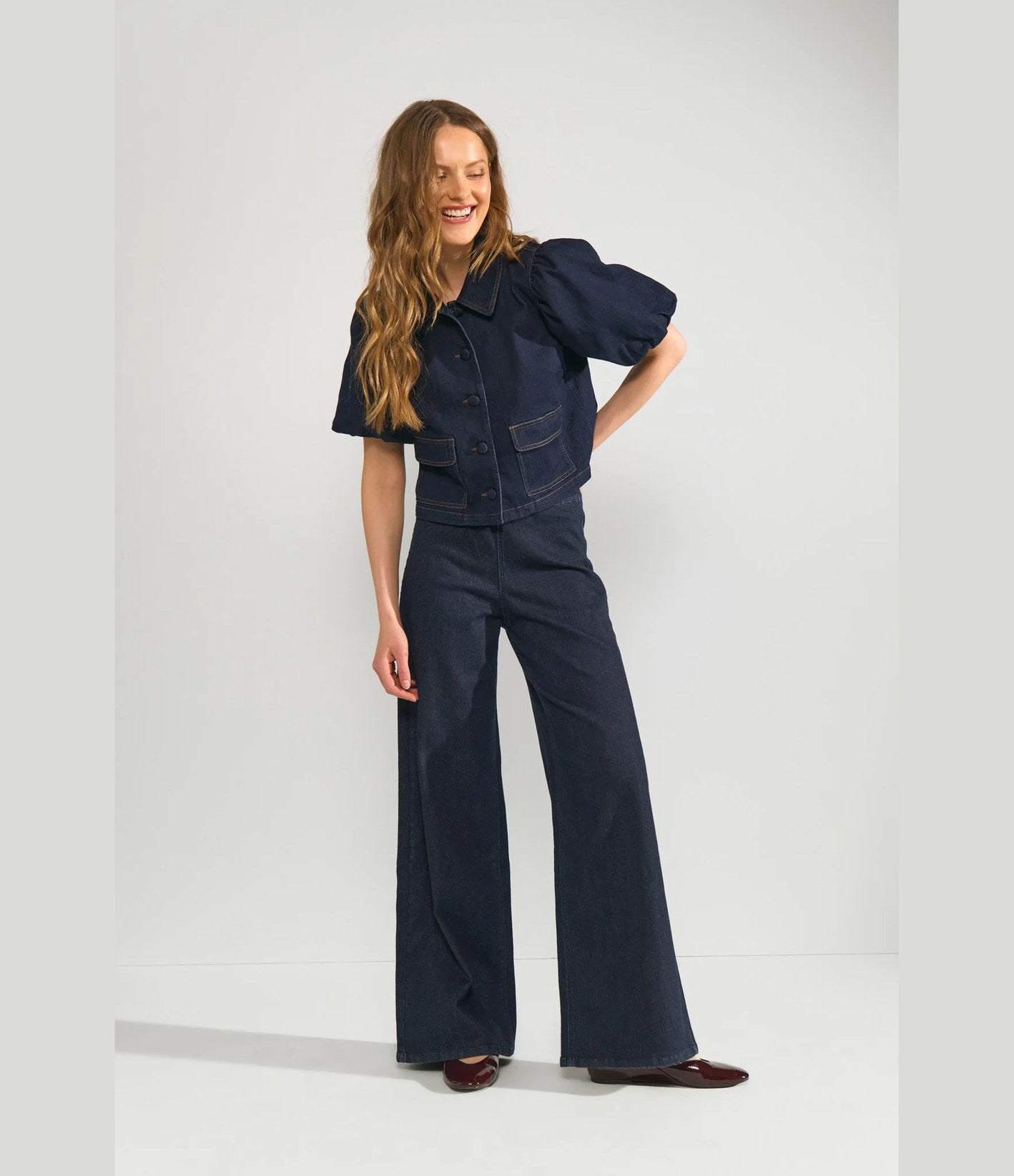 Numph NuSeattle HR Wide Jeans Dark Blue Denim