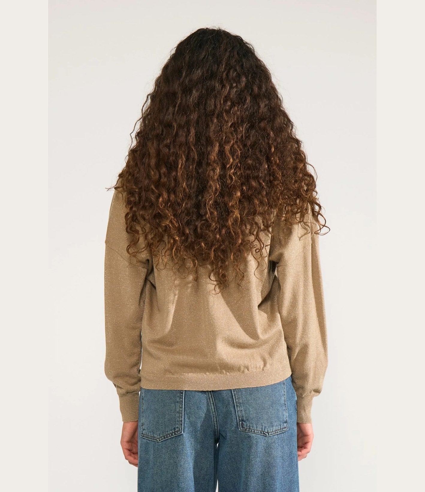 Numph Nudayletta Lurex V-Neck Pullover Silver Mink
