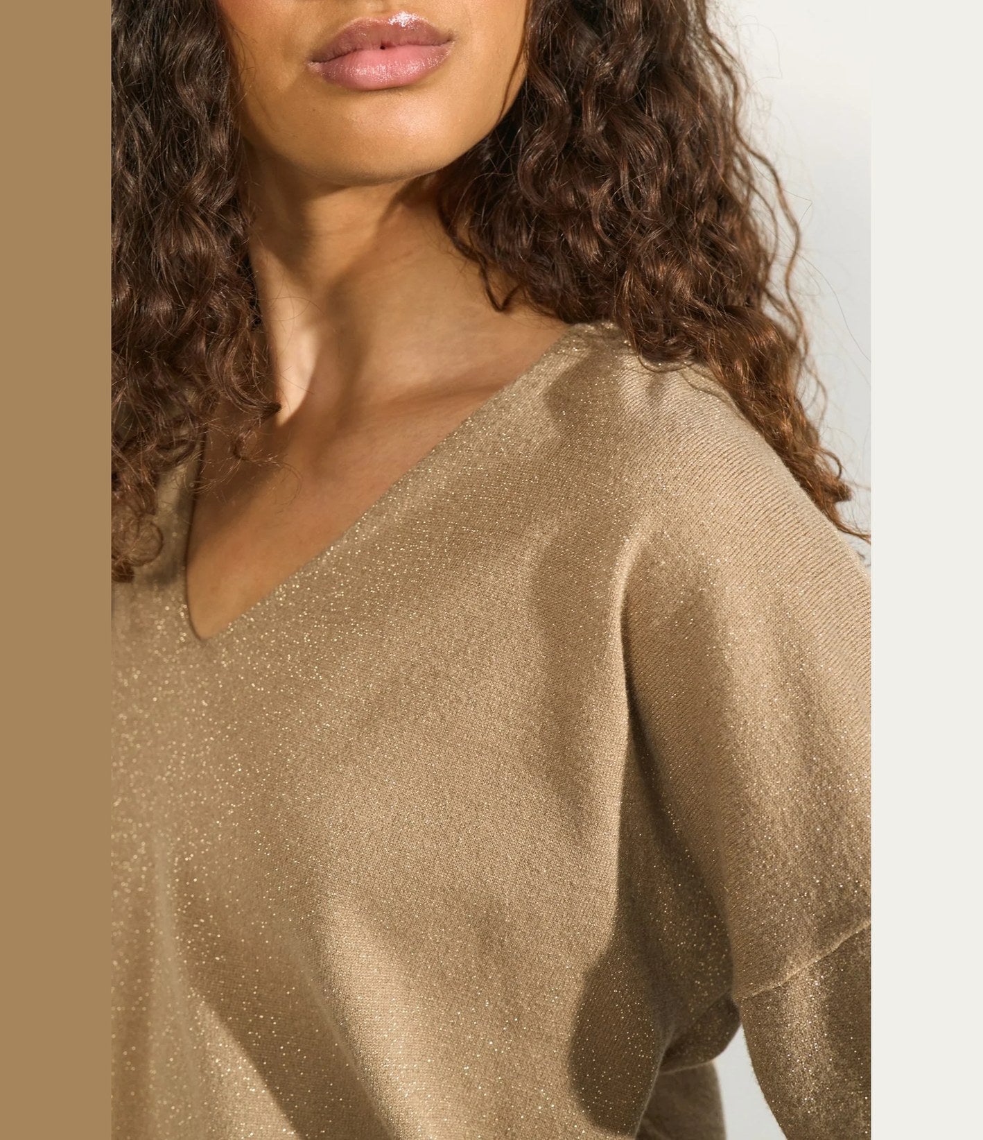 Numph Nudayletta Lurex V-Neck Pullover Silver Mink