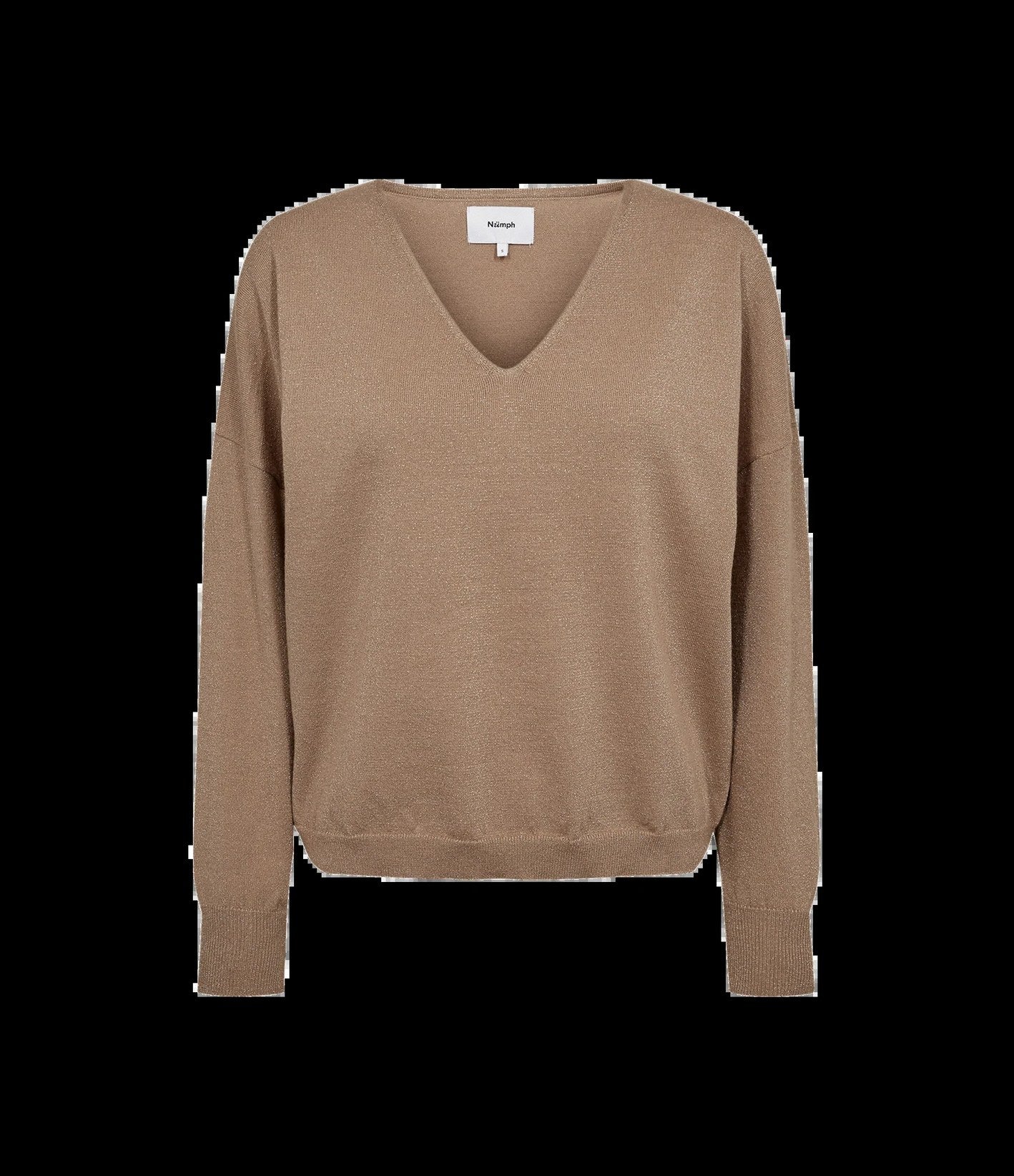 Numph Nudayletta Lurex V-Neck Pullover Silver Mink
