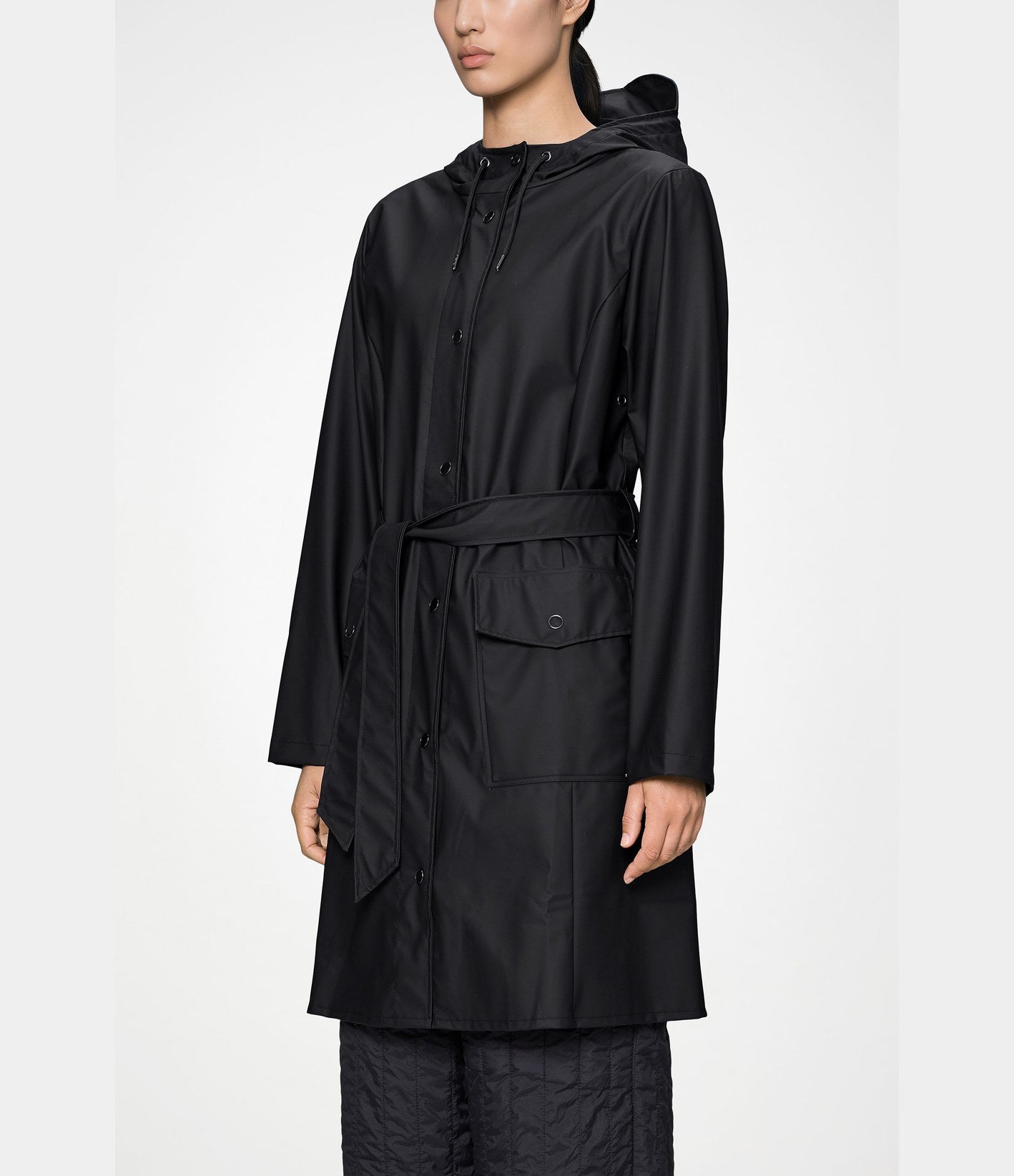 Rains Curve Long Jacket W3 Negro